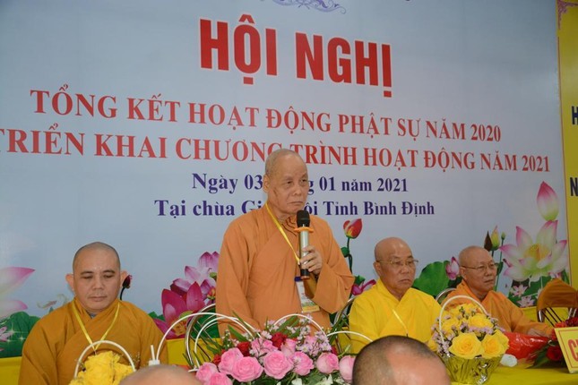 Ban đạo từ, Hòa Thượng Thích Thiện Toàn, Phó ban Thường trực Ban Hướng dẫn Phật tử Trung ương đã tán thán công đức các hoạt động Phật sự của Phân ban Gia đình Phật tử Trung ương năm 2020