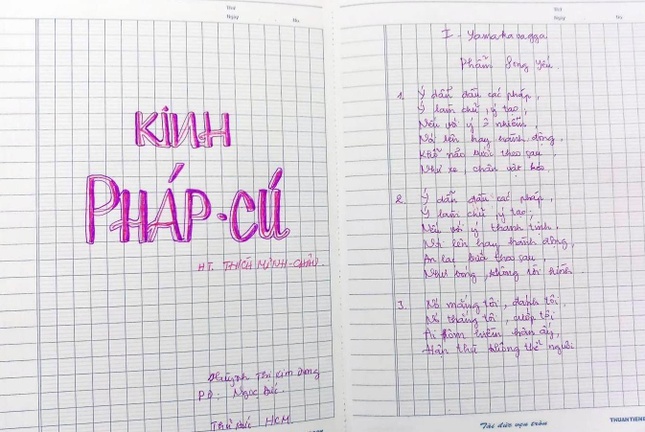 Kinh Pháp Cú chep tay của Phật tử gửi về chùa An Lạc