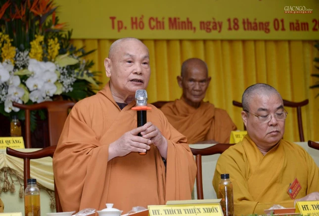 Hòa thượng Chủ tịch Hội đồng Trị sự phát biểu đúc kết, bế mạc Hội nghị kỳ - khóa VIII