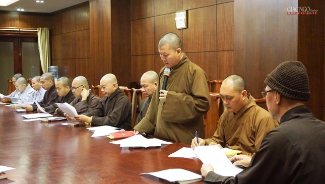 Đại đức Thích Minh Duyên, Chánh Thư ký Ban HDPT TP báo cáo hoạt động năm 2020