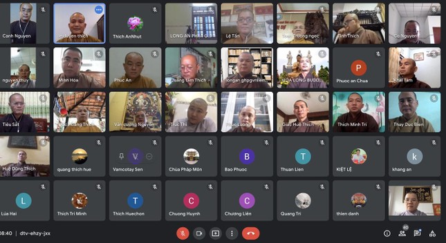 Ban Trị sự Phật giáo tỉnh Long An họp trực tuyến qua zoom