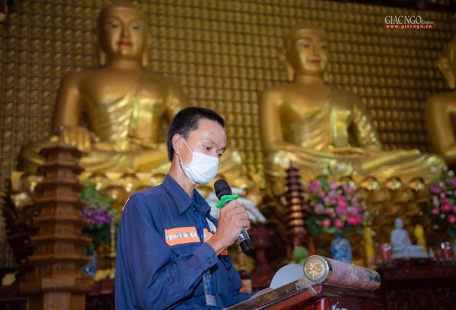 Phật tử Đoàn Nam Phong đã phát biểu đại diện tình nguyện viên
