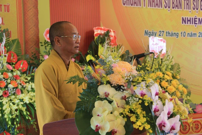 Thượng toạ Thích Quảng Hà phát biểu chỉ đạo tại hội nghị