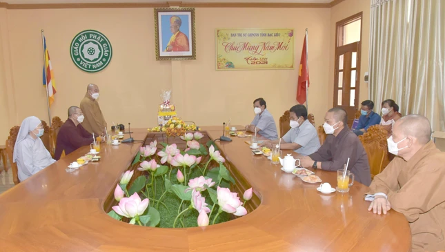 Buổi tiếp thân mật lãnh đạo Ủy ban MTTQVN tỉnh Bạc Liêu tại văn phòng Ban Trị sự Phật giáo tỉnh