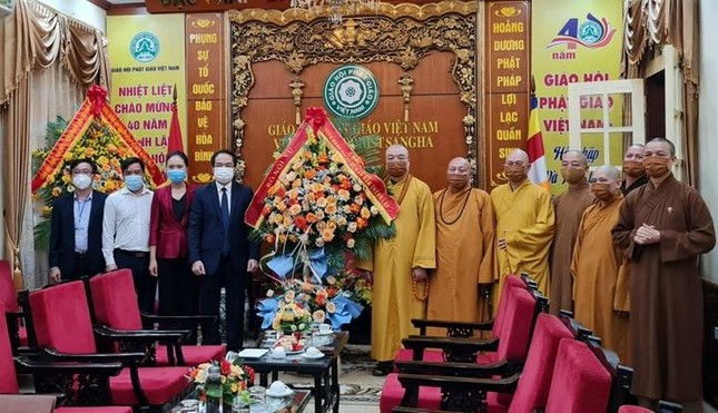 Ông Vũ Chiến Thắng, Thứ trưởng Bộ Nội vụ, Trưởng ban tôn giáo Chính phủ chúc mừng chư tôn đức Hội đồng Trị sự nhân Kỷ niệm 40 năm thành lập GHPGVN