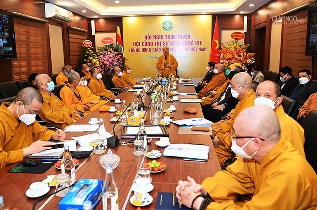 Hòa thượng Thích Thanh Nhiễu chủ tọa hội nghị tại đầu cầu TP.Hà Nội