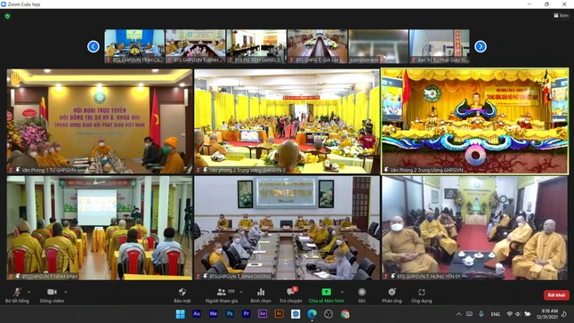 Hội nghị được truyền trực tiếp từ hai Văn phòng Trung ương Giáo hội đến 62 điểm cầu Ban Trị sự Phật giáo tỉnh, thành phố