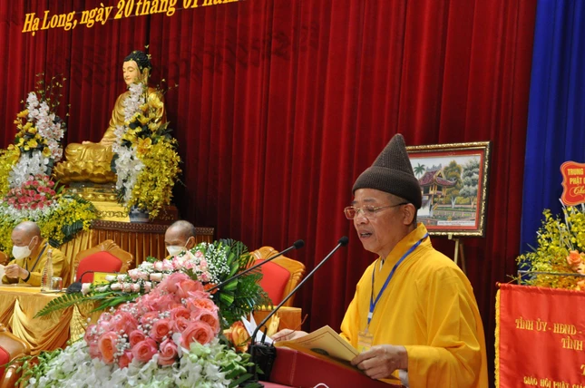 Hòa thượng Thích Thanh Quyết, Phó Chủ tịch Hội đồng Trị sự, Trưởng Ban Trị sự GHPGVN tỉnh Quảng Ninh, Trưởng ban Tổ chức Đại hội phát biểu khai mạc Hòa thượng Thích Thanh Quyết, Phó Chủ tịch Hội đồng Trị sự, Trưởng Ban Trị sự GHPGVN tỉnh Quảng Ninh, Trưởng ban Tổ chức Đại hội phát biểu khai mạc