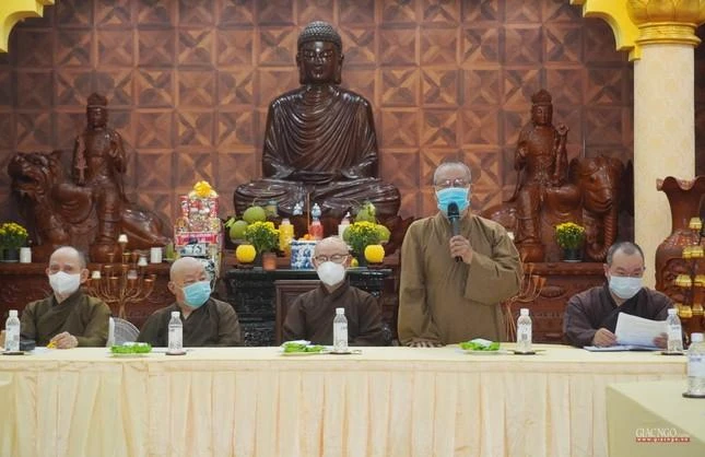 Hòa thượng Thích Thanh Vân, cố vấn Ban Trị sự GHPGVN quận 3 phát biểu