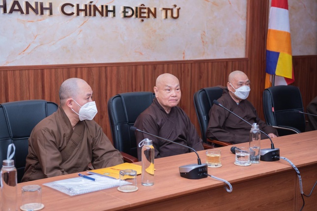 Chư tôn đức Ban Chỉ đạo Đại hội Phật giáo tỉnh, thành họp tại Văn phòng II Trung ương Giáo hội - Ảnh: Đăng Huy