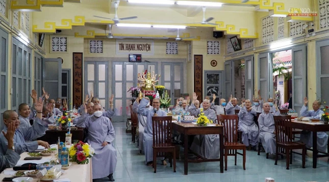 Chư Ni biểu quyết đề xuất Ni trưởng Thích nữ Như Thảo làm Phó Thường trực Phân ban Ni giới TP.HCM nhiệm kỳ 2022-2027