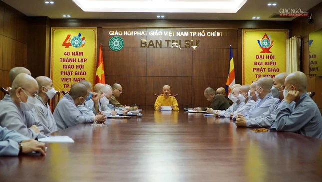 Trưởng lão Hòa thượng Quyền Pháp chủ GHPGVN quang lâm chứng minh và có lời đạo từ với Phân ban Ni giới TP.HCM