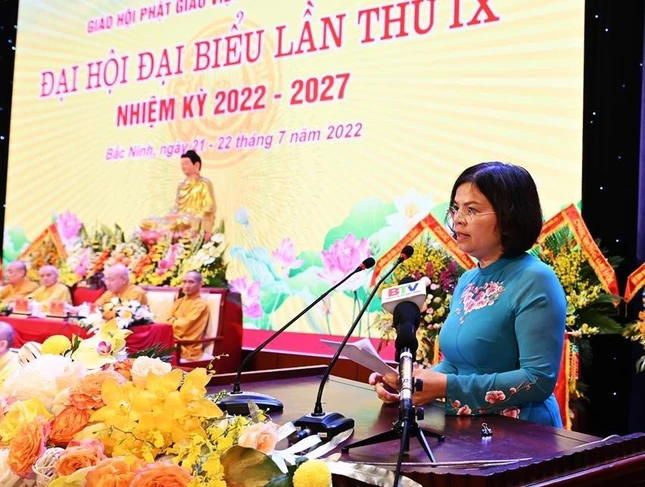 Bà Nguyễn Hương Giang phát biểu tại đại hội