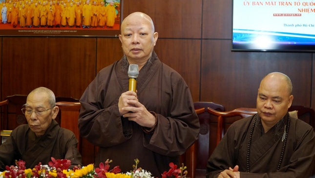 Hòa thượng Thích Lệ Trang phát biểu sau khi nhận quyết định Phó Chủ tịch không chuyên trách Ủy ban MTTQVN TP.HCM