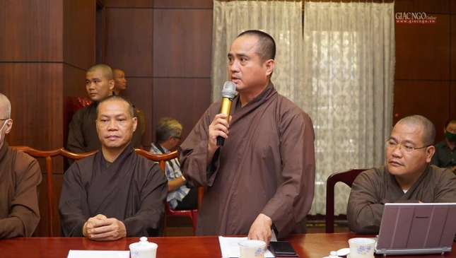 Thượng tọa Thích Tâm Hải nêu các đề xuất Ủy ban MTTQVN quan tâm đến báo Giác Ngộ trong tình hình báo chí hiện nay