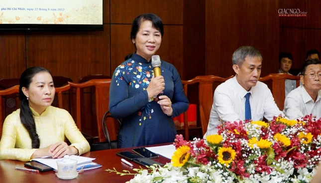 Bà Trần Kim Yến phát biểu tại buổi làm việc