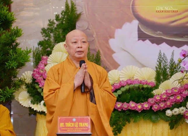 Hòa thượng Thích Lệ Trang, Trưởng ban Trị sự GHPGVN TP.HCM, Trưởng ban Tăng sự phát biểu chỉ đạo tại hội nghị