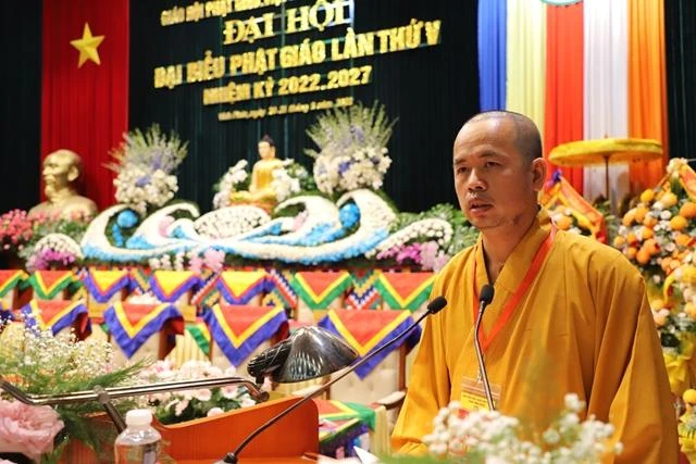 Thượng tọa Thích Thanh Lâm đọc diễn văn khai mạc phiên trù bị