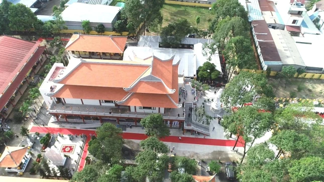 Quang cảnh chùa Dưỡng Chân Tuệ Uyển từ flycam