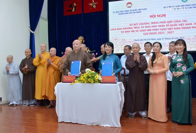 Ban Thường trực Ủy ban MTTQVN TP và Ban Thường trực Trị sự GHPGVN TP ký kết thành công chương trình phối hợp công tác