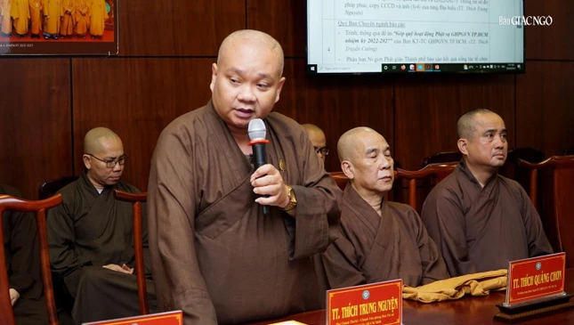 Thượng tọa Thích Trung Nguyện báo cáo các công tác chuẩn bị cho đoàn đại biểu Phật giáo TP.HCM tham dự Đại hội Phật giáo toàn quốc lần thứ IX Thượng tọa Thích Trung Nguyện báo cáo các công tác chuẩn bị cho đoàn đại biểu Phật giáo TP.HCM tham dự Đại hội Phật giáo toàn quốc lần thứ IX