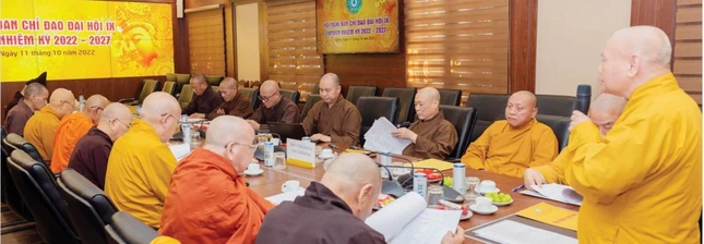 Một phiên họp của Ban Chỉ đạo Đại hội đại biểu Phật giáo toàn quốc lần thứ IX - Ảnh: Đăng Huy