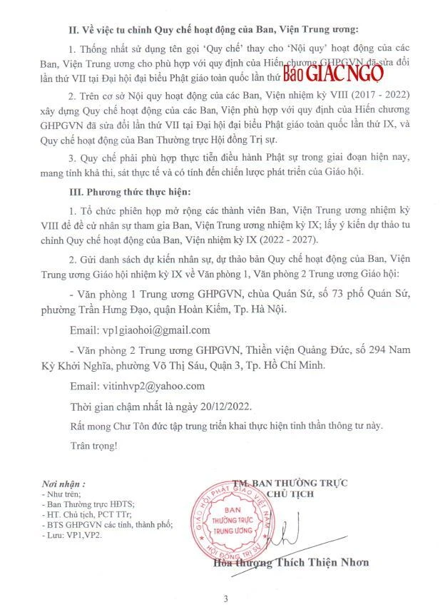 Thông tư số 60 của Ban Thường trực Hội đồng Trị sự