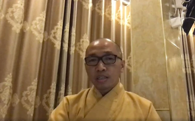 Đại đức Thích Phước Huệ, Ủy viên Thường trực Ban Hướng dẫn Phật tử T.Ư, Phó Thường trực Phân ban Thanh thiếu niên Phật tử T.Ư phát biểu tại cuộc họp