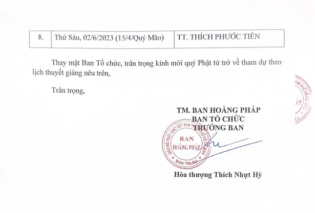 Thông báo lịch thuyết giảng của Ban Hoằng pháp Phật giáo TP.HCM