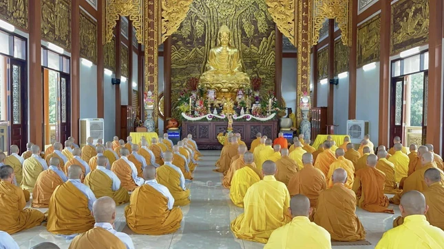 Quang cảnh lễ tổng khai giảng khóa An cư kiết hạ Phật lịch 2567 của Phật giáo tỉnh Bình Phước