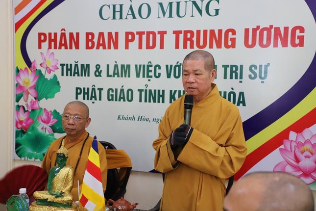 Đại diện Ban Trị sự tỉnh phát biểu tại buổi gặp