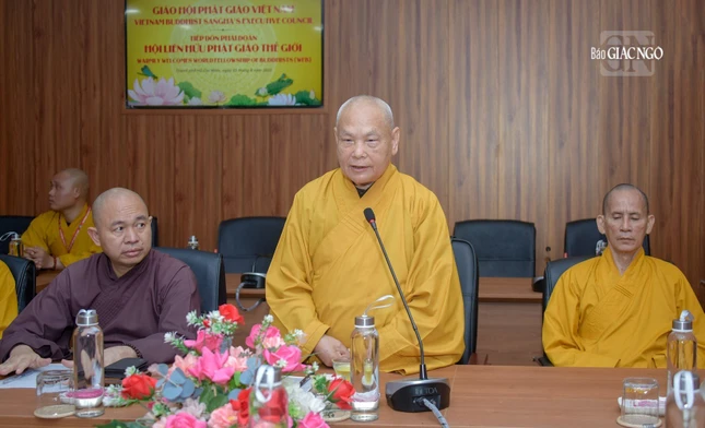 Hòa thượng Chủ tịch Thích Thiện Nhơn đáp từ tại buổi tiếp