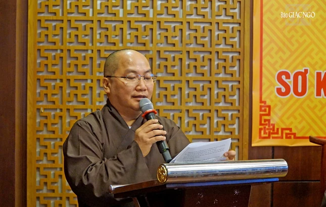 Thượng tọa Thích Phước Tiến, Phó Trưởng Thường trực Ban Giáo dục TP.HCM công bố quyết định ban hành Quy chế hoạt động của Ban Giáo dục Phật giáo TP.HCM nhiệm kỳ X (2022-2027)