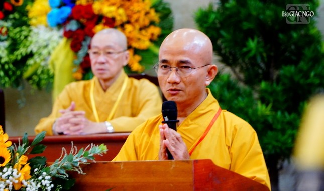 Thượng tọa Thích Thiện Quý, Phó ban kiêm Chánh Thư ký Ban Trị sự GHPGVN TP.HCM, Phó Thường trực Ban Tổ chức phát biểu cảm tạ