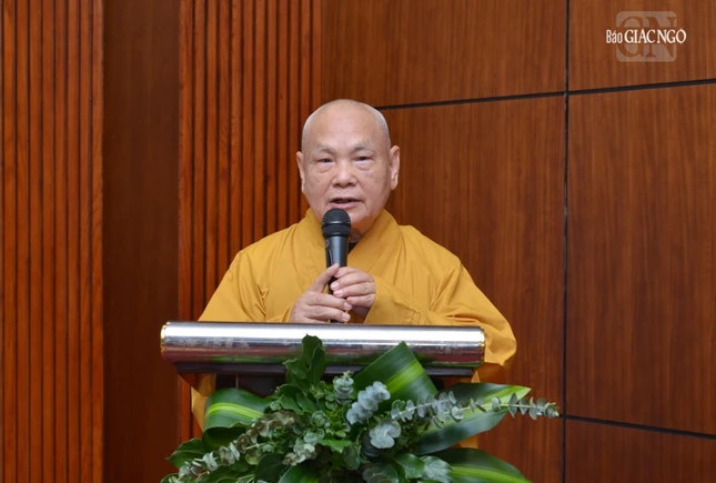 Hòa thượng Thích Thiện Nhơn phát biểu cảm ơn phái đoàn