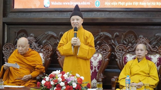 Hòa thượng Thích Thanh Quyết phát biểu chào mừng phái đoàn Phật giáo An Nam tông Thái Lan và đại diện kiều bào về thăm Việt Nam