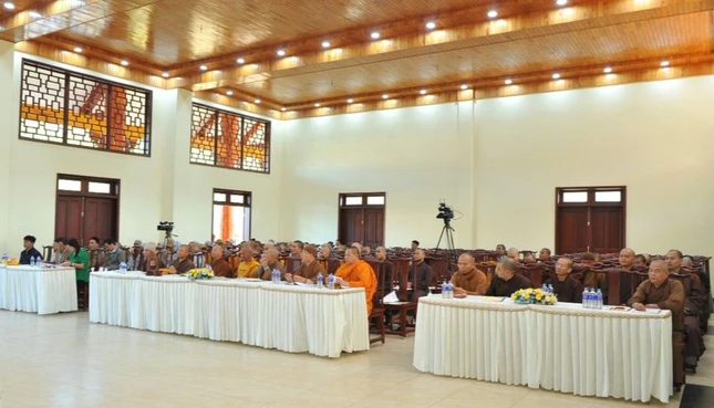 Quang cảnh hội nghị tổng kết hoạt động Phật sự năm 2023 của GHPGVN tỉnh Gia Lai