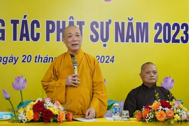 Hòa thượng Thích Bảo Nghiêm phát biểu tại hội nghị