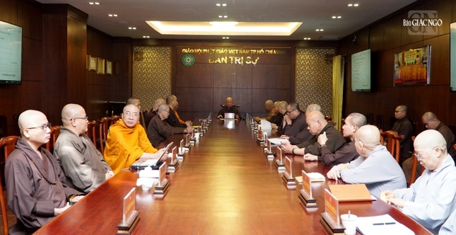 Quang cảnh buổi họp Ban Thường trực GHPGVN TP.HCM tại Việt Nam Quốc Tự