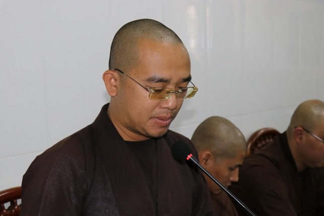 Đại đức Thích Đức Tín, Phó Văn phòng Ban Trị sự GHPGVN tỉnh báo cáo hoạt động Phật sự Quý I