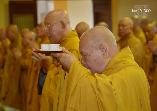 Trưởng lão Hòa thượng Thích Thiện Nhơn dâng trà