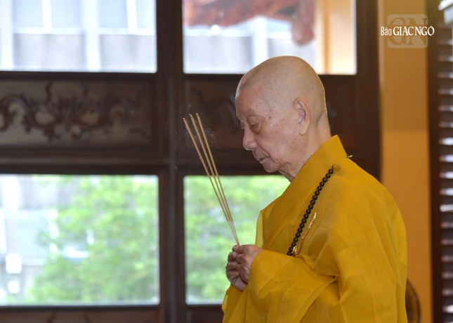 Đức Pháp chủ GHPGVN quang lâm niêm hương bạch Phật