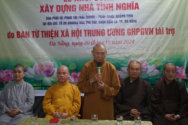 Hòa thượng Thích Từ Nghiêm cảm ơn Ban Từ thiện xã hội T.Ư đã hỗ trợ chi phí xây nhà cho huynh trưởng Gia đình Phật tử