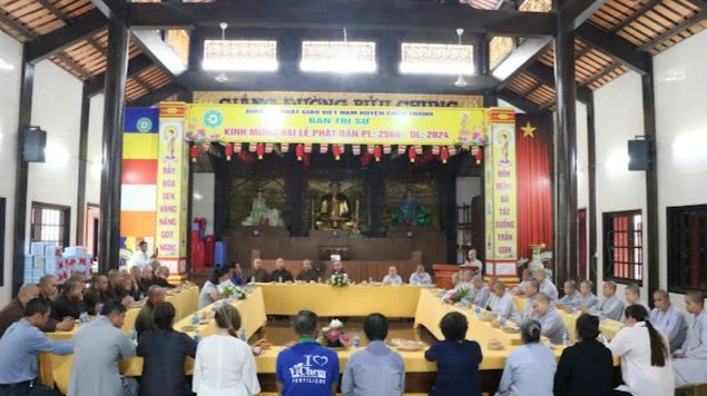 Quang cảnh hội nghị tổng kết hoạt động Phật sự của Phật giáo H.Châu Thành