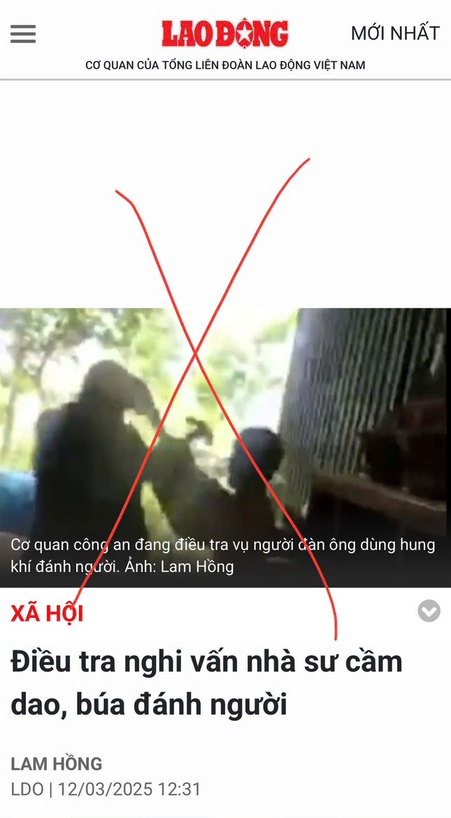 Hình ảnh cắt từ clip cách đây 4 năm tại thôn Thanh Trì, xã Đông Thanh, H.Lâm Hà nhưng bị biến thành sự việc mới xảy ra và đăng trên báo Lao Động vào lúc 12g 31 hôm nay, 12-3