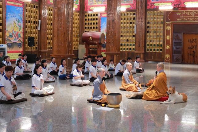 Ni sư Thích nữ Huệ Đức chia sẻ tại khóa tu dành cho tình nguyện viên