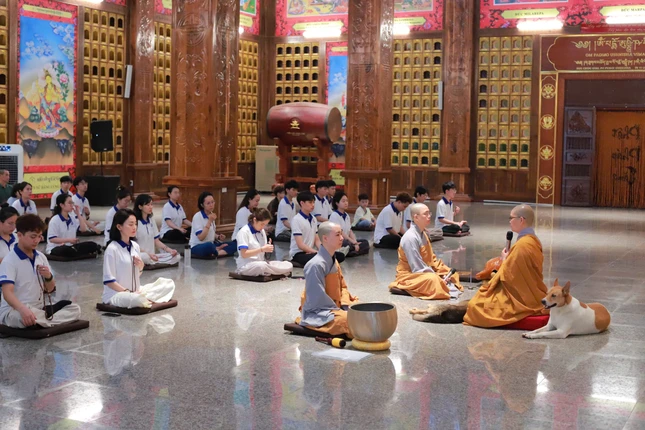 Ni sư Thích nữ Huệ Đức chia sẻ tại khóa tu dành cho tình nguyện viên