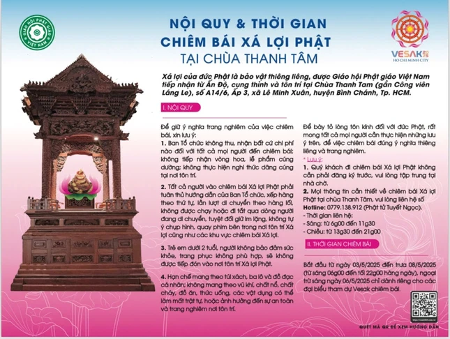 Nội quy và thời gian chiêm bái Xá-lợi Đức Phật tại chùa Thanh Tâm, H.Bình Chánh