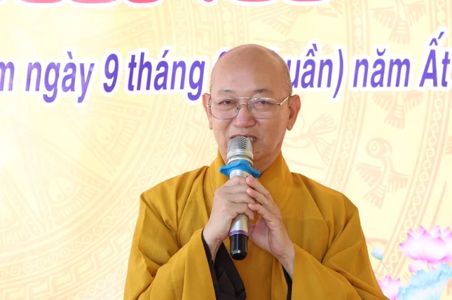 Thượng tọa Thích Quảng Tâm, Trưởng ban Trị sự tỉnh Tây Ninh đạo từ tại buổi lễ