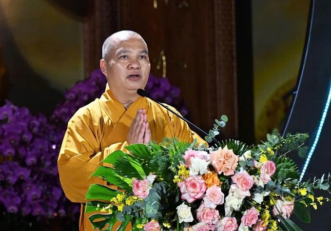 Thượng tọa Thích Đạo Thịnh, Trưởng ban Tổ chức phát biểu khai mạc Thượng tọa Thích Đạo Thịnh, Trưởng ban Tổ chức phát biểu khai mạc